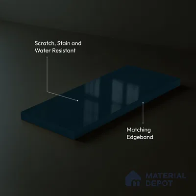 Midnight Blue Solid Color Acrylic Laminate LM 24638 8 ft x 4 ft High Gloss Finish - 1.5 mm | Matching Edgeband code - EB 02098 | Suitable for Living Room, Kitchen, Office