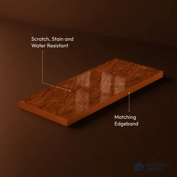 Wooden Look Acrylic Laminate LM 24641 8 ft x 4 ft High Gloss Finish - 1.5 mm | Suitable for TV Unit, Wardrobe, Cabinets