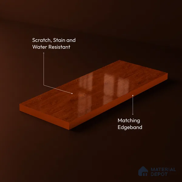 Wooden Look Acrylic Laminate LM 24642 8 ft x 4 ft High Gloss Finish - 1.5 mm | Suitable for TV Unit, Wardrobe, Cabinets