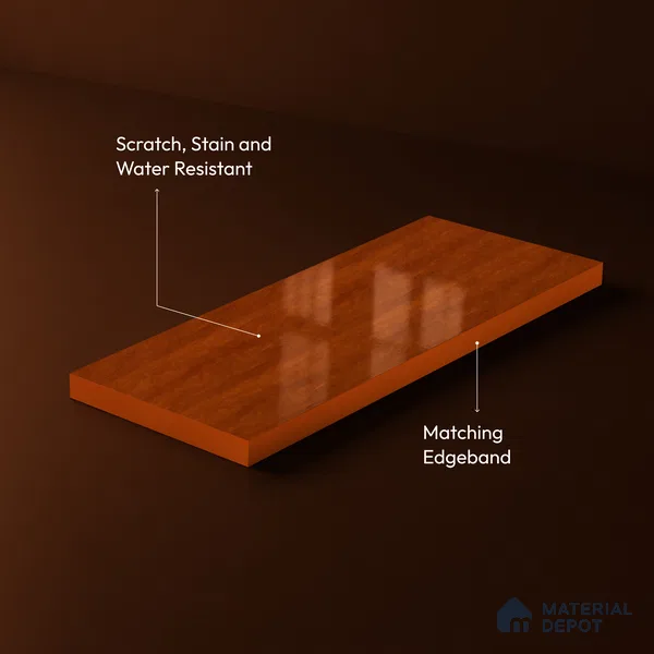 Wooden Look Acrylic Laminate LM 24644 8 ft x 4 ft High Gloss Finish - 1.5 mm | Suitable for TV Unit, Wardrobe, Cabinets