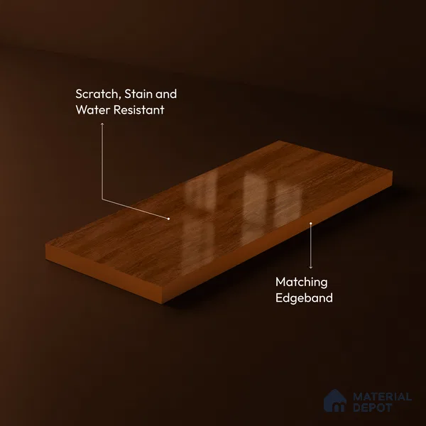 Wooden Look Acrylic Laminate LM 24645 8 ft x 4 ft High Gloss Finish - 1.5 mm | Suitable for TV Unit, Wardrobe, Cabinets