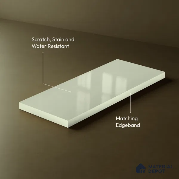 Pale Mint Green Solid Color Acrylic Laminate LM 24646 8 ft x 4 ft High Gloss Finish - 1.5 mm | Matching Edgeband code - EB 02077 | Suitable for Living Room, Kitchen, Office