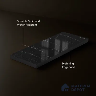 Black Marble Acrylic Laminate LM 24304 8 ft x 4 ft High Gloss Finish - 1.5 mm | Suitable for TV Unit, Wardrobe, Cabinets