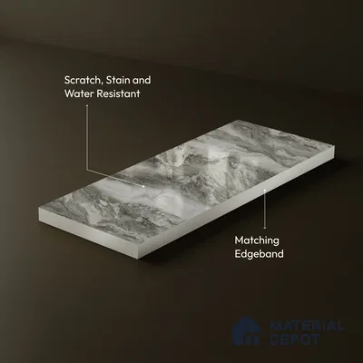 Grey Marble Acrylic Laminate LM 24305 8 ft x 4 ft High Gloss Finish - 1.5 mm | Suitable for TV Unit, Wardrobe, Cabinets