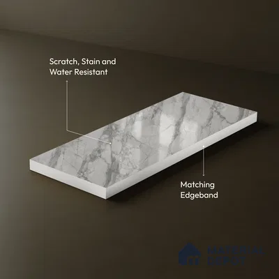 Grey Marble Acrylic Laminate LM 24306 8 ft x 4 ft High Gloss Finish - 1.5 mm | Suitable for TV Unit, Wardrobe, Cabinets