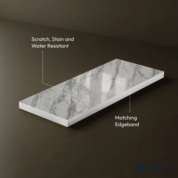 Grey Marble Acrylic Laminate LM 24306 8 ft x 4 ft High Gloss Finish - 1.5 mm | Suitable for TV Unit, Wardrobe, Cabinets