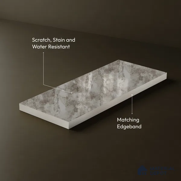 White Marble Acrylic Laminate LM 24307 8 ft x 4 ft High Gloss Finish - 1.5 mm | Suitable for TV Unit, Wardrobe, Cabinets