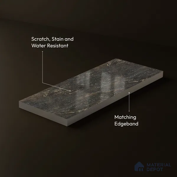 Brown Marble Acrylic Laminate LM 24308 8 ft x 4 ft High Gloss Finish - 1.5 mm | Suitable for TV Unit, Wardrobe, Cabinets