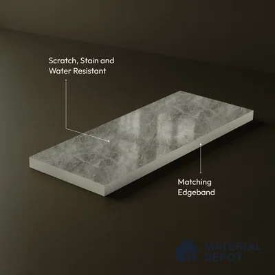 Grey Marble Acrylic Laminate LM 24309 8 ft x 4 ft High Gloss Finish - 1.5 mm | Suitable for TV Unit, Wardrobe, Cabinets