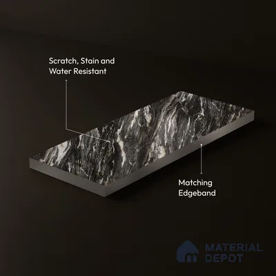 Black Marble Acrylic Laminate LM 24310 8 ft x 4 ft High Gloss Finish - 1.5 mm | Suitable for TV Unit, Wardrobe, Cabinets