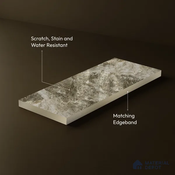 Brown Marble Acrylic Laminate LM 24313 8 ft x 4 ft High Gloss Finish - 1.5 mm | Suitable for TV Unit, Wardrobe, Cabinets