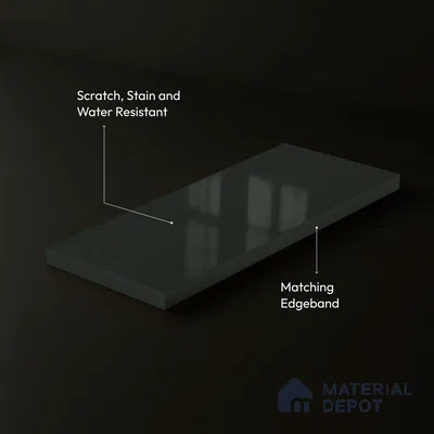 Deep Forest Green Solid Color Acrylic Laminate LM 24322 8 ft x 4 ft High Gloss Finish - 1.5 mm | Matching Edgeband code - EB 02114 | Suitable for Living Room, Kitchen, Office