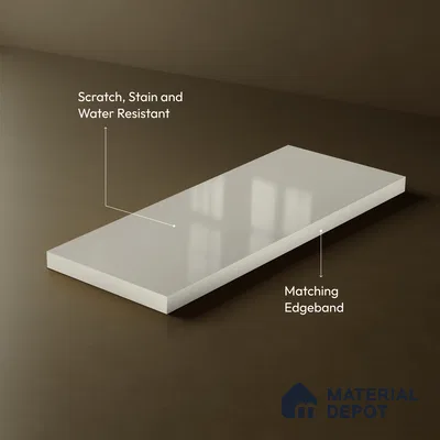 Soft White Solid Color Acrylic Laminate LM 24325 8 ft x 4 ft High Gloss Finish - 1.5 mm | Matching Edgeband code - EB 02116 | Suitable for Living Room, Kitchen, Office