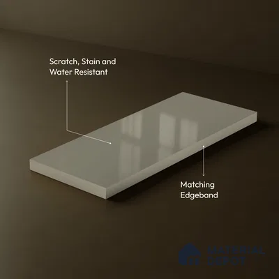 Warm Grey Solid Color Acrylic Laminate LM 24330 8 ft x 4 ft High Gloss Finish - 1.5 mm | Matching Edgeband code - EB 02120 | Suitable for TV Unit, Wardrobe, Cabinets