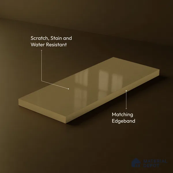 Olive Brown Solid Color Acrylic Laminate LM 24331 8 ft x 4 ft High Gloss Finish - 1.5 mm | Matching Edgeband code - EB 02121 | Suitable for Living Room, Kitchen, Office