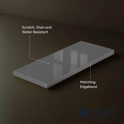 Charcoal Grey Solid Color Acrylic Laminate LM 24338 8 ft x 4 ft High Gloss Finish - 1.5 mm | Matching Edgeband code - EB 02128 | Suitable for Living Room, Kitchen, Office