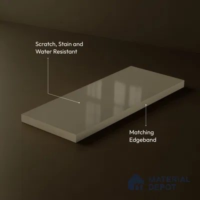 Taupe Brown Solid Color Acrylic Laminate LM 24347 8 ft x 4 ft High Gloss Finish - 1.5 mm | Matching Edgeband code - EB 02130 | Suitable for Living Room, Kitchen, Office