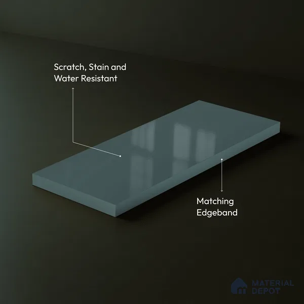 Slate Blue Solid Color Acrylic Laminate LM 24361 8 ft x 4 ft High Gloss Finish - 1.5 mm | Matching Edgeband code - EB 02136 | Suitable for Living Room, Kitchen, Office