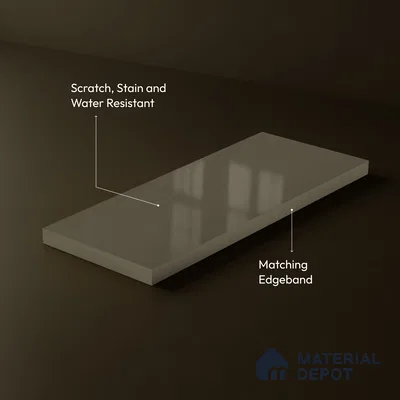 Musk Grey Solid Color Acrylic Laminate LM 24530 8 ft x 4 ft High Gloss Finish - 1.5 mm | Matching Edgeband code - EB 02092 | Suitable for Living Room, Kitchen, Office