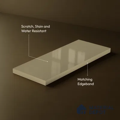 Warm Taupe Beige Solid Color Acrylic Laminate LM 24533 8 ft x 4 ft High Gloss Finish - 1.5 mm | Matching Edgeband code - EB 02081 | Suitable for Living Room, Kitchen, Office