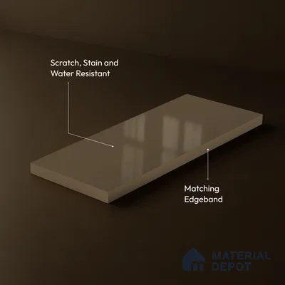 Taupe Brown Solid Color Acrylic Laminate LM 24534 8 ft x 4 ft High Gloss Finish - 1.5 mm | Matching Edgeband code - EB 02069 | Suitable for Living Room, Kitchen, Office