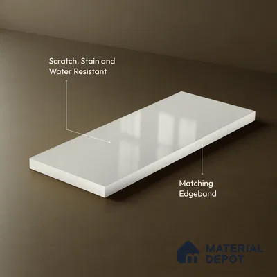 Ivory Solid Color Acrylic Laminate LM 24536 8 ft x 4 ft High Gloss Finish - 1.5 mm | Matching Edgeband code - EB 02085 | Suitable for Living Room, Kitchen, Office