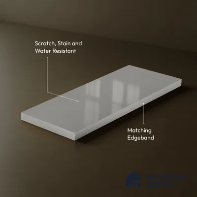 Pebble Grey Solid Color Acrylic Laminate LM 24537 8 ft x 4 ft High Gloss Finish - 1.5 mm | Matching Edgeband code - EB 02086 | Suitable for Living Room, Kitchen, Office