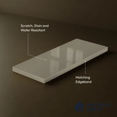 Pebble Grey Solid Color Acrylic Laminate LM 24538 8 ft x 4 ft High Gloss Finish - 1.5 mm | Matching Edgeband code - EB 02084 | Suitable for Living Room, Kitchen, Office