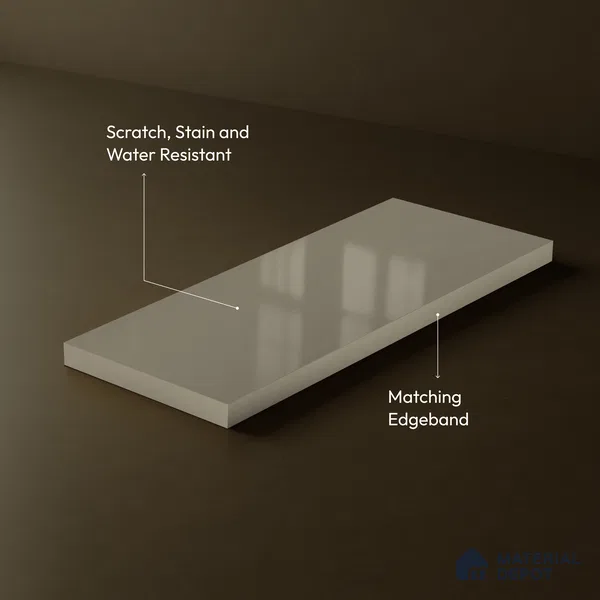 Pebble Grey Solid Color Acrylic Laminate LM 24538 8 ft x 4 ft High Gloss Finish - 1.5 mm | Matching Edgeband code - EB 02084 | Suitable for Living Room, Kitchen, Office