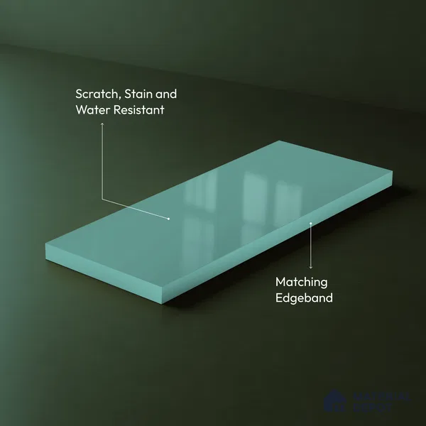 Tiffany Blue Solid Color Acrylic Laminate LM 24540 8 ft x 4 ft High Gloss Finish - 1.5 mm | Matching Edgeband code - EB 02074 | Suitable for Living Room, Kitchen, Office