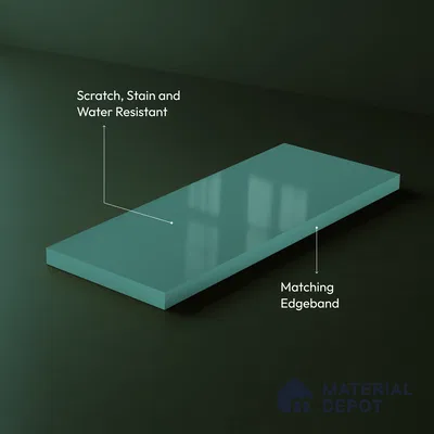 Teal Blue Solid Color Acrylic Laminate LM 24542 8 ft x 4 ft High Gloss Finish - 1.5 mm | Matching Edgeband code - EB 02075 | Suitable for Living Room, Kitchen, Office