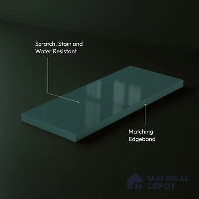 Teal Blue Solid Color Acrylic Laminate LM 24543 8 ft x 4 ft High Gloss Finish - 1.5 mm | Matching Edgeband code - EB 02073 | Suitable for Living Room, Kitchen, Office