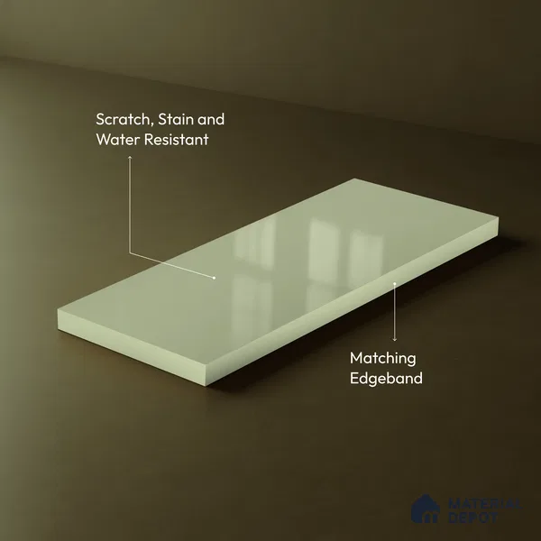 Seafoam Green Solid Color Acrylic Laminate LM 24545 8 ft x 4 ft High Gloss Finish - 1.5 mm | Matching Edgeband code - EB 02078 | Suitable for Living Room, Kitchen, Office