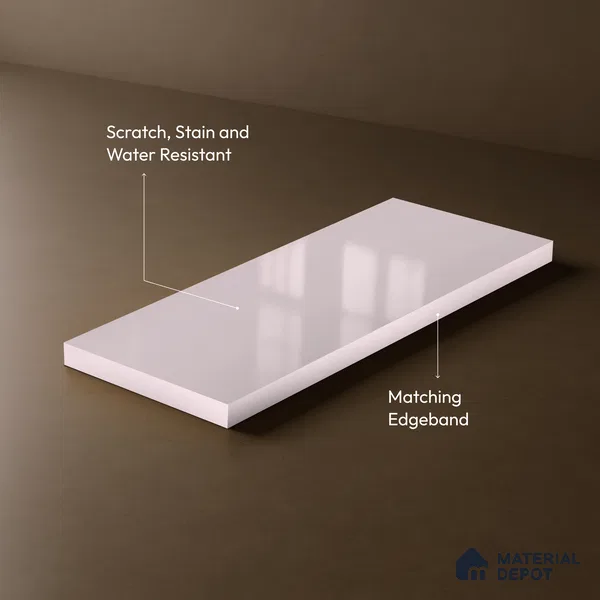 Pale Pink Solid Color Acrylic Laminate LM 24546 8 ft x 4 ft High Gloss Finish - 1.5 mm | Matching Edgeband code - EB 02088 | Suitable for Living Room, Kitchen, Office