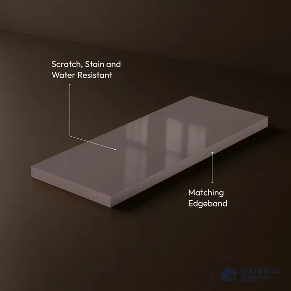 Taupe Brown Solid Color Acrylic Laminate LM 24547 8 ft x 4 ft High Gloss Finish - 1.5 mm | Matching Edgeband code - EB 02089 | Suitable for Living Room, Kitchen, Office