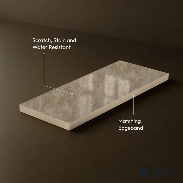 Beige Marble Acrylic Laminate LM 24553 8 ft x 4 ft High Gloss Finish - 1.5 mm | Suitable for TV Unit, Wardrobe, Cabinets