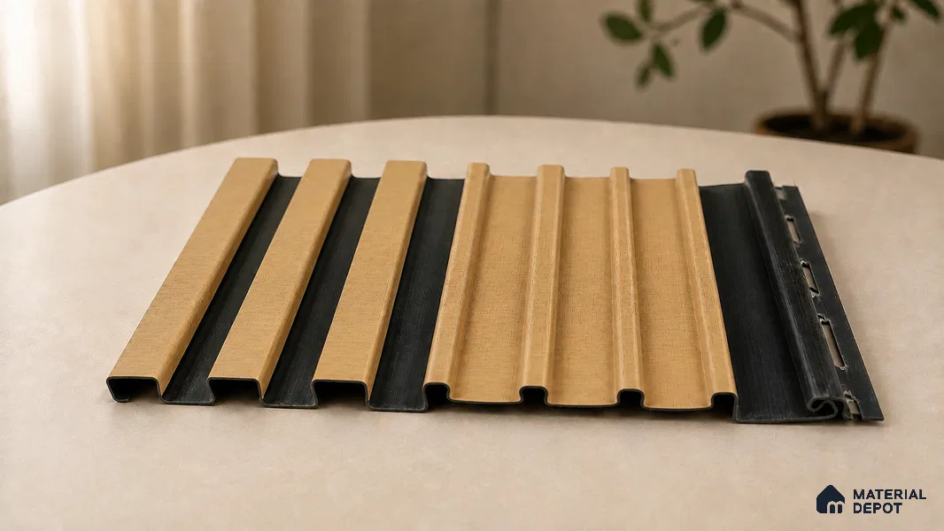 Honey Maple 10 ft x 0.89 ft (3060x270 mm) Unic Dual Tone Design Interior & Exterior Wall & Ceiling Panel - 15 mm | Suitable for Balcony, Facade & Open Area | Width is Subjected to 5% Variation
