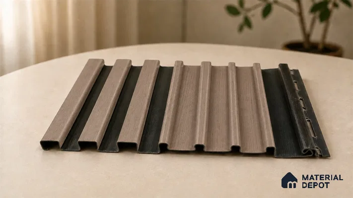 Danish Teak 10 ft x 0.89 ft (3060x270 mm) Unic Dual Tone Design Interior & Exterior Wall & Ceiling Panel - 15 mm | Suitable for Balcony, Facade & Open Area | Width is Subjected to 5% Variation