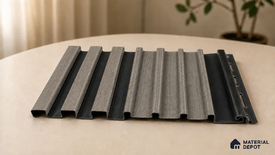 Oak Noir 10 ft x 0.89 ft (3060x270 mm) Unic Dual Tone Design Interior & Exterior Wall & Ceiling Panel - 15 mm | Suitable for Balcony, Facade & Open Area | Width is Subjected to 5% Variation