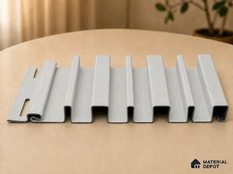 White Mist 10 ft x 0.89 ft (3060x270 mm) Stripes Design Interior & Exterior Wall & Ceiling Panel - 20 mm | Suitable for Balcony, Facade & Open Area | Width is Subjected to 5% Variation