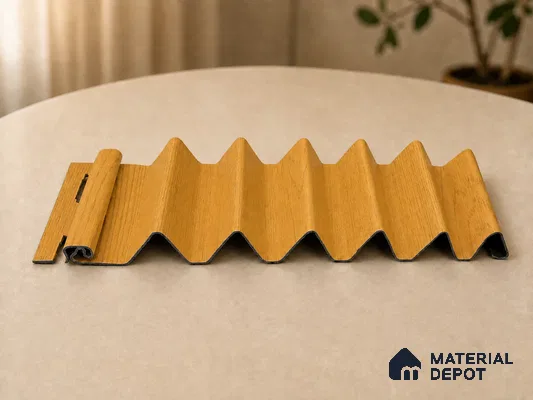 Gold Maple 10 ft x 0.85 ft (3060x260 mm) Prism Design Interior & Exterior Wall & Ceiling Panel - 21 mm | Suitable for Balcony, Facade & Open Area | Width is Subjected to 5% Variation