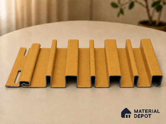 Gold Maple 10 ft x 0.89 ft (3060x270 mm) Stripes Design Interior & Exterior Wall & Ceiling Panel - 20 mm | Suitable for Balcony, Facade & Open Area | Width is Subjected to 5% Variation