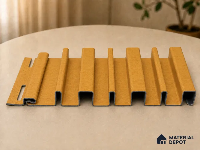 Gold Maple 10 ft x 0.89 ft (3060x270 mm) Stripes Design Interior & Exterior Wall & Ceiling Panel - 20 mm | Suitable for Balcony, Facade & Open Area | Width is Subjected to 5% Variation