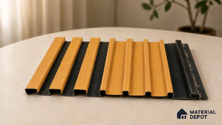 Gold Maple 10 ft x 0.89 ft (3060x270 mm) Unic Dual Tone Design Interior & Exterior Wall & Ceiling Panel - 15 mm | Suitable for Balcony, Facade & Open Area | Width is Subjected to 5% Variation