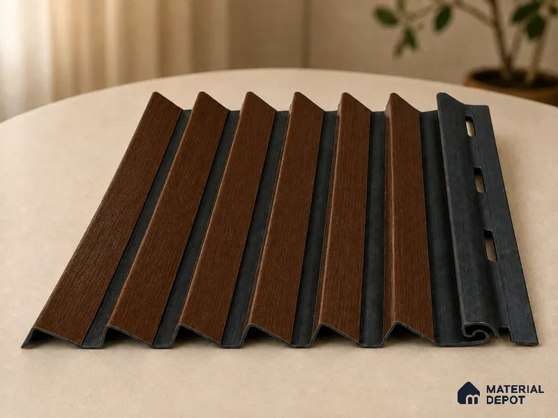 English Nut 10 ft x 0.85 ft (3060x260 mm) Prism Dual Tone Design Interior & Exterior Wall & Ceiling Panel - 21 mm | Suitable for Balcony, Facade & Open Area | Width is Subjected to 5% Variation
