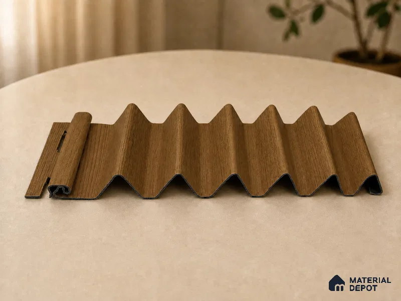 Oak Wood Ocre 10 ft x 0.85 ft (3060x260 mm) Prism Design Interior & Exterior Wall & Ceiling Panel - 21 mm | Suitable for Balcony, Facade & Open Area | Width is Subjected to 5% Variation