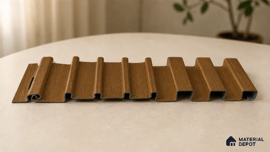 Oak Wood Ocre 10 ft x 0.89 ft (3060x270 mm) Unic Design Interior & Exterior Wall & Ceiling Panel - 15 mm | Suitable for Balcony, Facade & Open Area | Width is Subjected to 5% Variation
