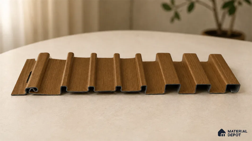 Oak Wood Ocre 10 ft x 0.89 ft (3060x270 mm) Unic Design Interior & Exterior Wall & Ceiling Panel - 15 mm | Suitable for Balcony, Facade & Open Area | Width is Subjected to 5% Variation