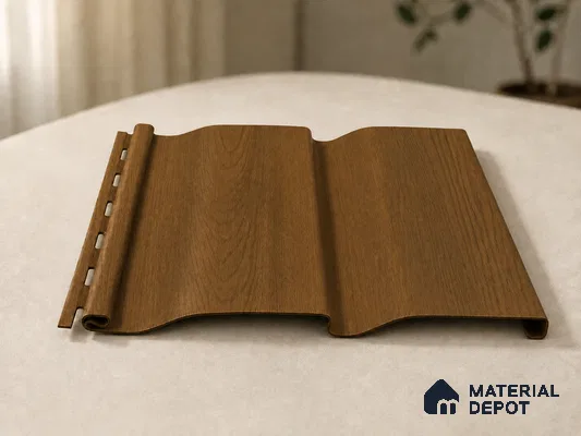 Oak Wood Ocre 10 ft x 0.89 ft (3060x270 mm) Wave Design Interior & Exterior Wall & Ceiling Panel - 16 mm | Suitable for Balcony, Facade & Open Area | Width is Subjected to 5% Variation