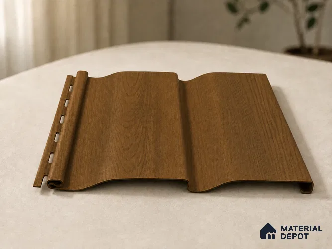 Oak Wood Ocre 10 ft x 0.89 ft (3060x270 mm) Wave Design Interior & Exterior Wall & Ceiling Panel - 16 mm | Suitable for Balcony, Facade & Open Area | Width is Subjected to 5% Variation